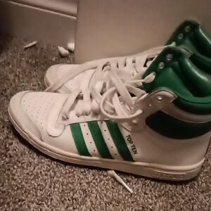 Adidas Kids White and Green Top Ten Sneakers